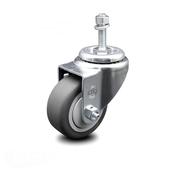 3 Inch Thermoplastic Rubber Wheel Swivel 10mm Threaded Stem Caster SCC